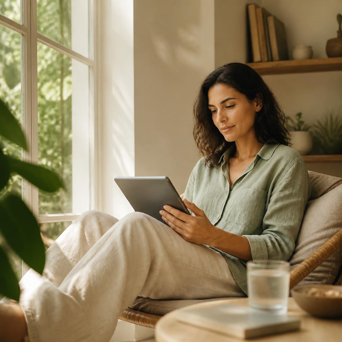 Person reviewing health information at home
